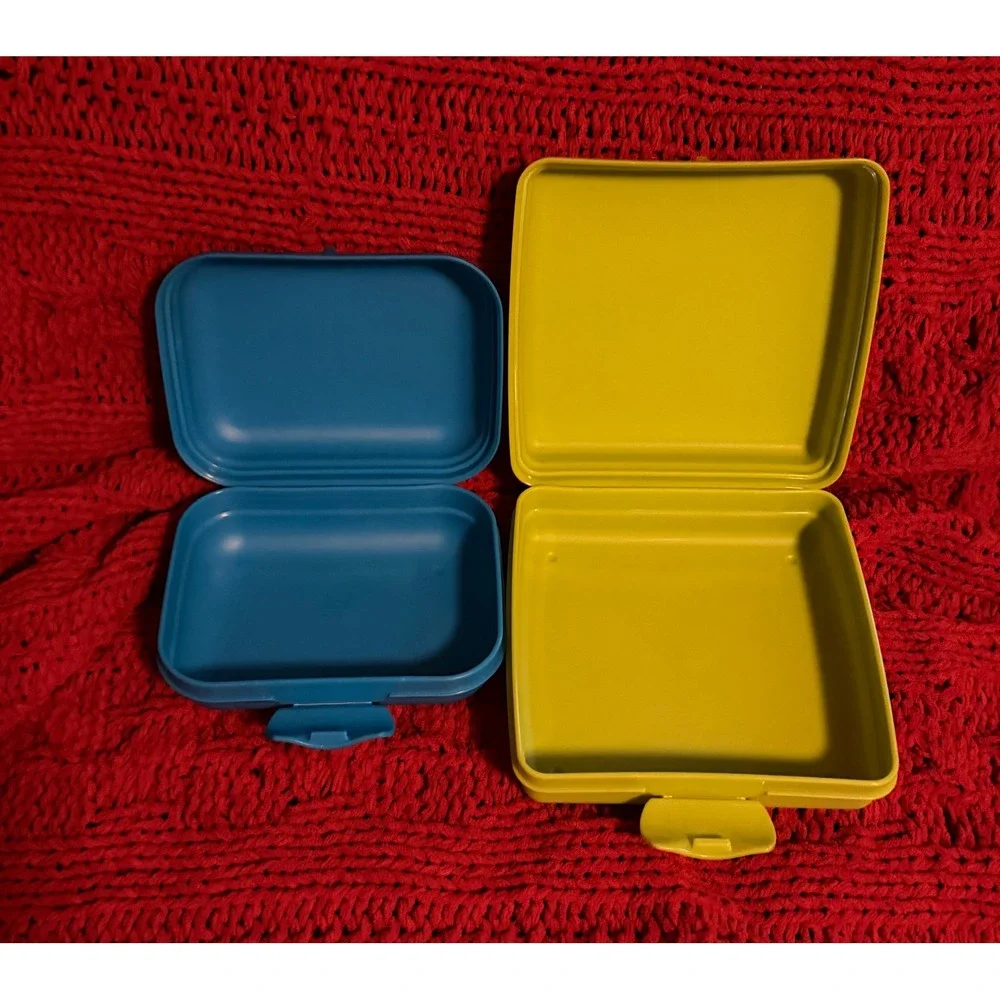 Tupperware Eco Sandwich Snack Container Set Living Green Earth Rocks Guitar 2pc